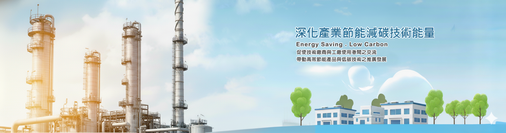 主視覺,圖片中有藍天綠地,用此來表現節與低碳的產品