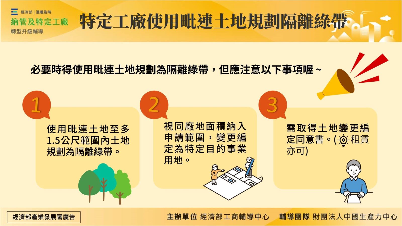 特定工廠使用毗連土地規劃隔離綠帶