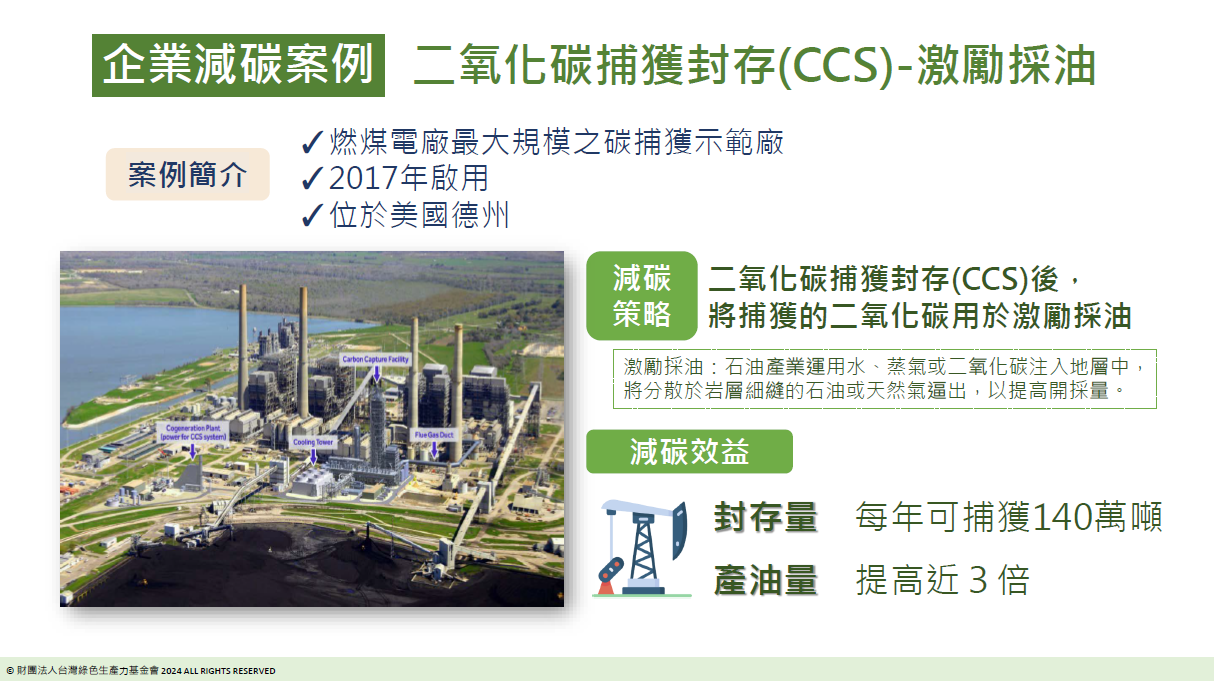企業減碳案例_二氧化碳捕獲封存(CCS)-激勵採油